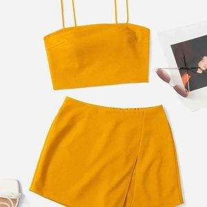 soild cropped cami top & short set